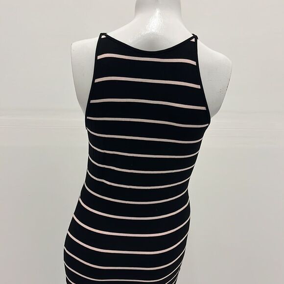Desigual Black White Striped Floral Accent Jersey Stretch‎ Racer Back Maxi Dress - Picture 4 of 8